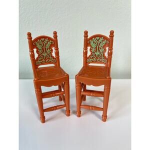 Fisher Price Loving Family Dollhouse 2004 Kitchen Island Tall Chairs Brown